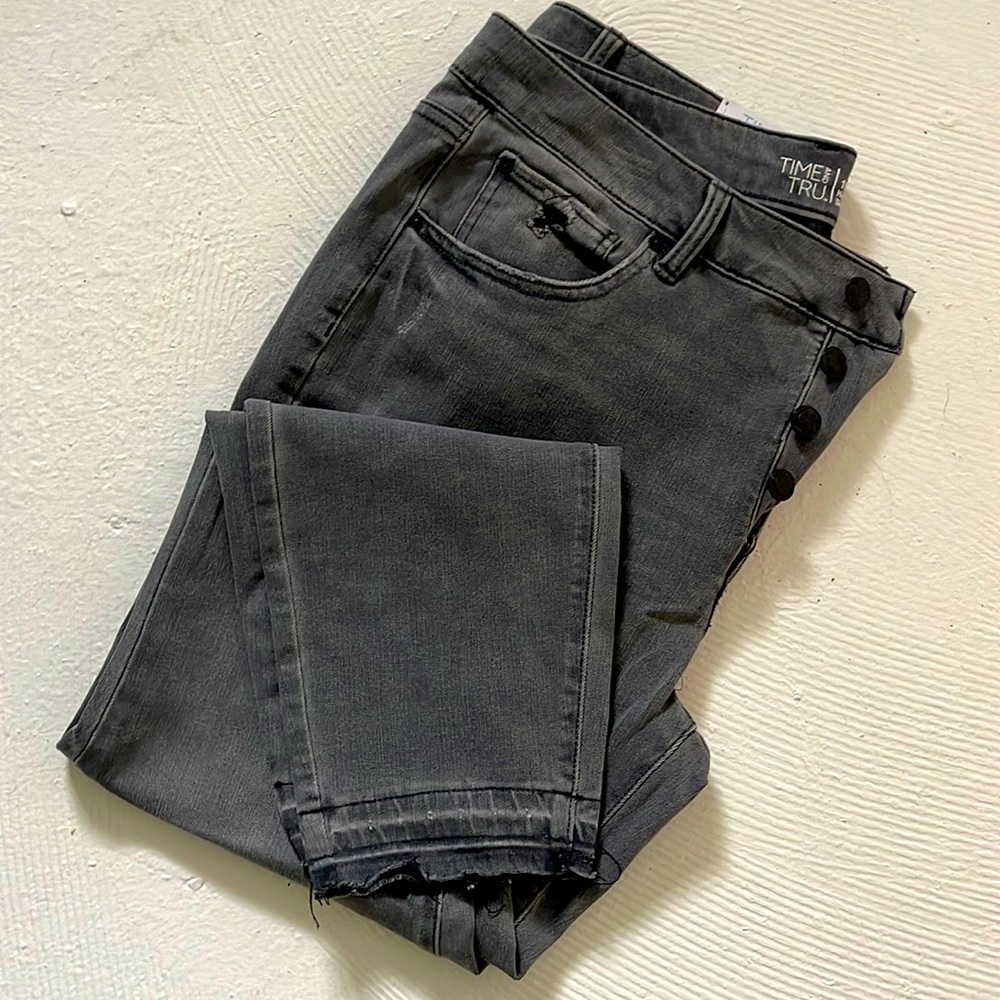 Time and Tru High Rise Skinny Jean  Fitted Stretch size 16 Grey